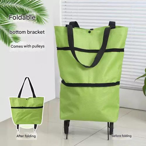 Foldable Rolling Shopping Cart - Portable Grocery Trolley w | XL Bag & Wheels | Collapsible Utility Cart for Market, Home & Travel