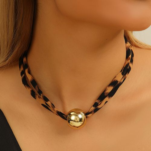 Leopard Print Necklace - Sexy Geometric Statement Necklace for Women | Exaggerated Metal Ball Necklace, Unique Design