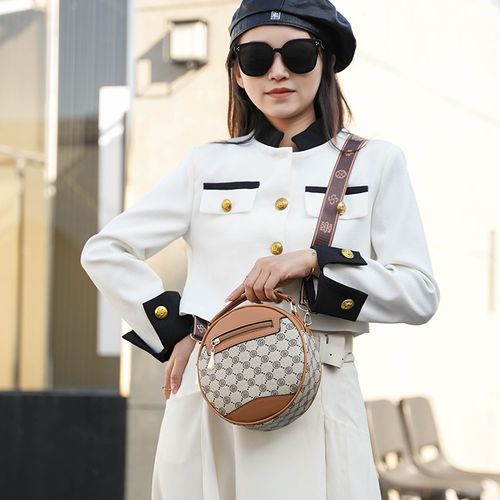 Fashion-Forward Monogram Bucket Bag - Contemporary Ivory & Logo Cylinder Purse, 3-Way Carry Shoulder Bag for Women