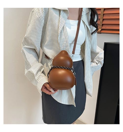 2025 Spring New Arrival Brown Gourd-Shaped Women's Bag - Creative Fashion Statement Bag | High-End Textured Shoulder & Crossbody Bag