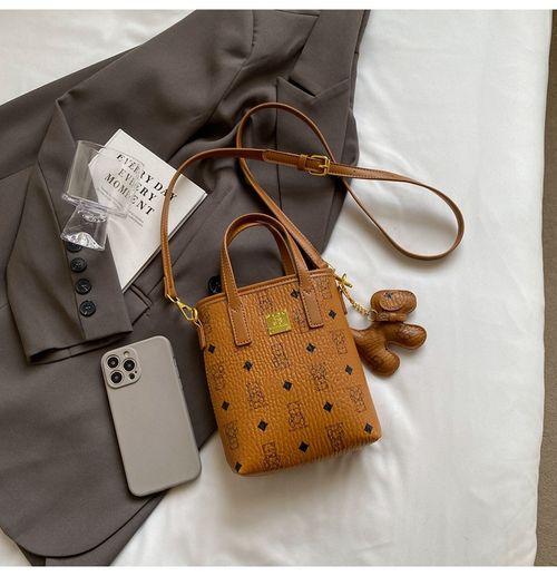 2025 New Trendy Brown Phone Bag for Women - Luxe Top-Handle Bucket Bag | Vintage Monogram Crossbody Bag with High-End Vibe