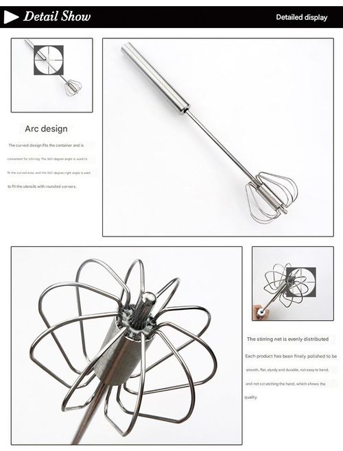 Medium-Size Stainless Steel Semi-Automatic Press Rotating Egg Beater - Manual Egg Mixer for Home Use | Cream Whisk & Stirring Stick
