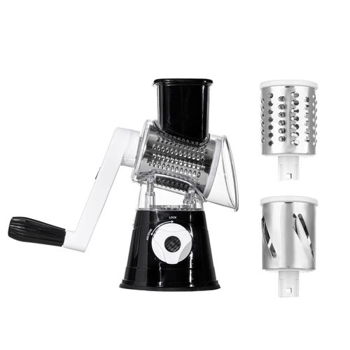 Black Manual Rolling Vegetable Slicer - Multipurpose Kitchen Vegetable Cutter | Easy Hand-Crank Potato Cutter and Vegetable Chopper | Restaurant Essential