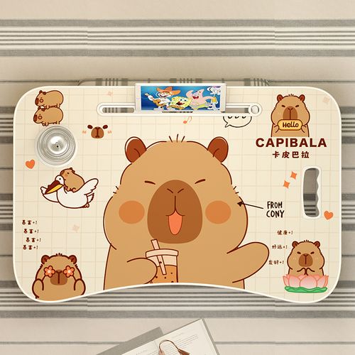 Fold-and-Go Capybara Bed Desk - Portable Study Table w |Slide-Out Drawer & Laptop Stand | Dorm Room Must-Have