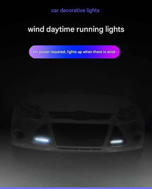 (1 Pair)Car Wind-Powered Daytime Running Lights - LED Wind-Activated Grille Lights for Vehicle Modification | Wire-Free Blue Decorative Wind Lights