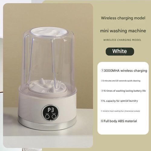 White New Mini Washing Machine for Underwear & Socks - Portable Wireless, No-Installation Needed | Rechargeable, Dedicated Cleaning for Garments, Ideal for Home & Outdoor Travel