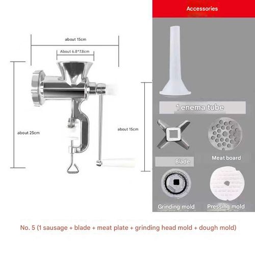 Manual Meat Grinder (Aluminum Alloy) - Multi-Functional Household Food Processor | Efficient Hand-Cranked Tool for Noodle Pressing, Sausage Stuffer & Flour Grinding