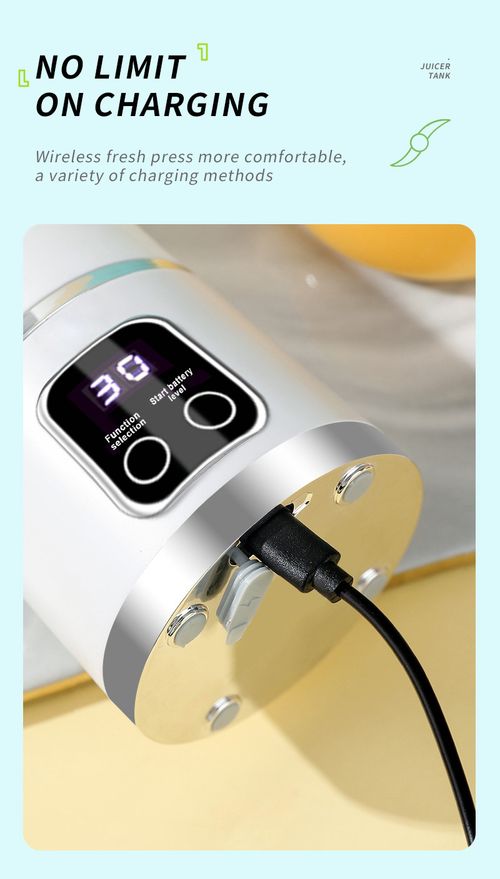 White Portable Juicer - Mini Blender for Making Smoothies Anytime, Anywhere, 500ml Personal Size, with Wireless Charging