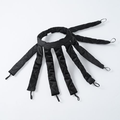 Effortless Heatless Curling Set - Simple Octopus Rollers & Headband for Overnight Waves | Black Kit, Damage-Free Sleep Styling