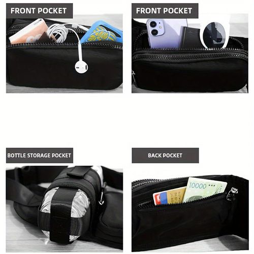 Expandable  Sport Waist Pack - 2025 Lightweight Running Belt with Waterproof Design, High-Capacity Hands-Free Bag for Gym & Commute (Sleek All-Black)