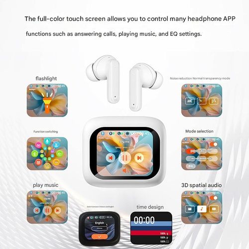 AI Smart Translation Earbuds LX10 - Wireless Bluetooth 5.4 w | Real-Time Voice Translator & Active Noise Cancelling | HD Touchscreen for Travel | Business