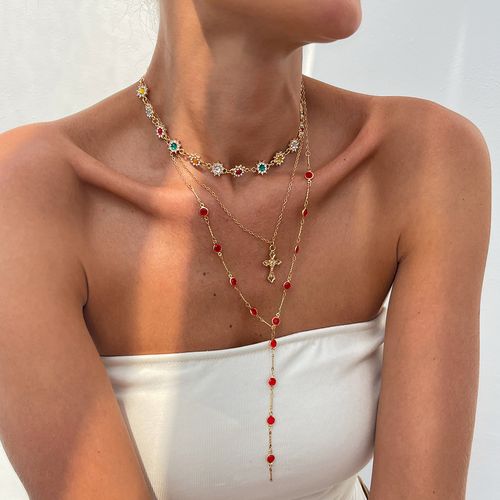 Cross-Border Bohemian Crystal Necklace for Women - Stylish & Elegant Long Tassel Choker | Unique Vacation-Inspired Statement Jewelry