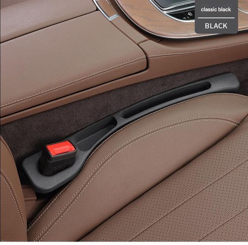 Car Seat Gap Filler Strips - 2-Slot Anti-Drop Insert for Vehicle Crevices | Black Pair, Car Interior Accessory to Prevent Items from Falling