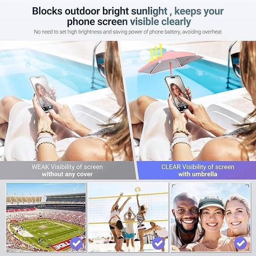 Black Telescopic Magsafe Umbrella Holder - Compact Foldable Sun Shade for Phones w | Retractable Arm
