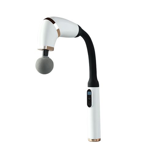 Multi-Speed Deep Tissue Massager - Pearl White U-Shaped Hook Percussion Gun w |  LCD & Ultra-Quiet Motor | Extended Back Relief & Muscle Recovery