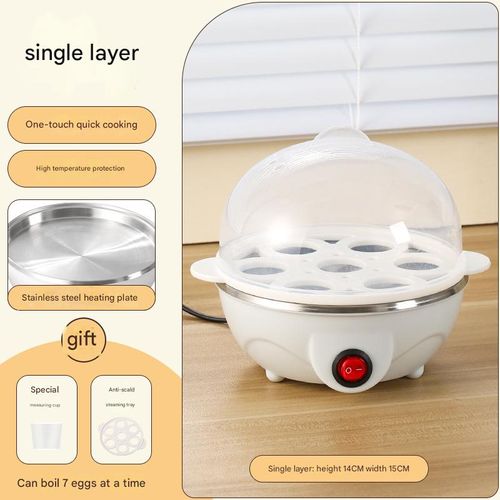 White Multi-Functional Egg Cooker - Mini Automatic Shut-Off Egg Steamer | Household Breakfast Maker for Boiling & Steaming Eggs