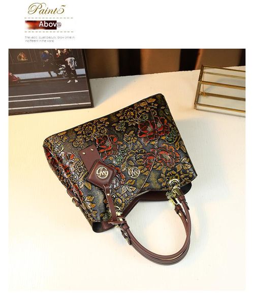 2025 Retro Luxe Tote: Vintage-Embossed PU Leather Mommy Bag - Structured Carryall with Gold Hardware