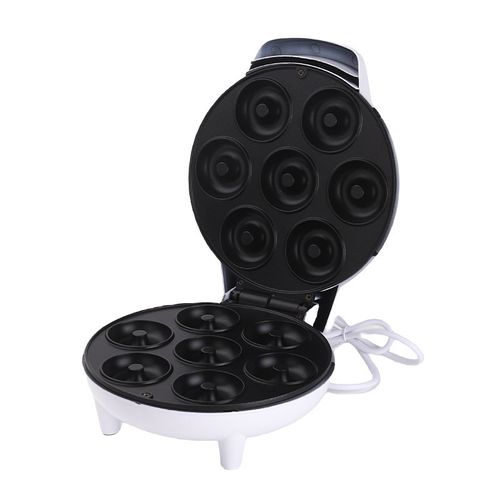 White 7-Hole Donut Maker - Efficient Multi-Functional Mini Breakfast Appliance | For Homemade Donuts, Bread & Pancakes, Quick Morning Baking Tool