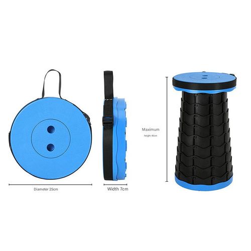 Blue Folding Telescopic Fishing Stool - Portable Plastic Adjustable Seat with Handle | Outdoor Gear for Camping, Fishing & Vendor Use