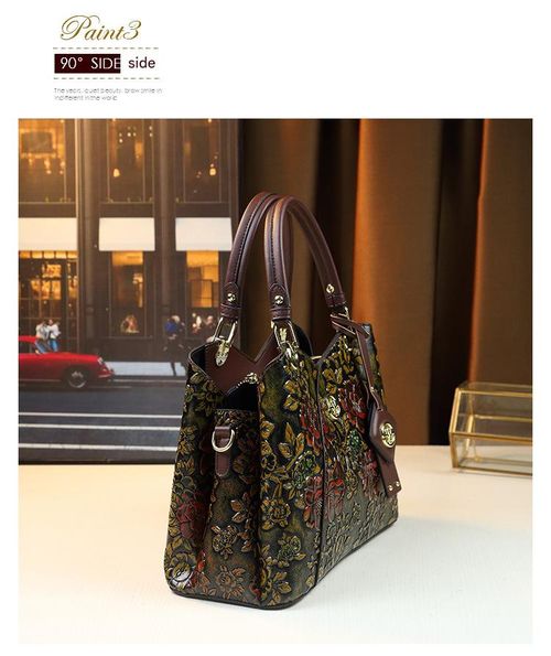 2025 Retro Luxe Tote: Vintage-Embossed PU Leather Mommy Bag - Structured Carryall with Gold Hardware