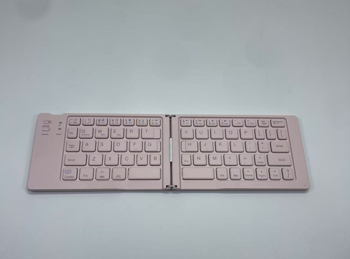 Pink Wireless Bluetooth Mini Keyboard - Double-Foldable, Ultra-Compact | Compatible with Tablets, Phones & Laptops (3-System Support)