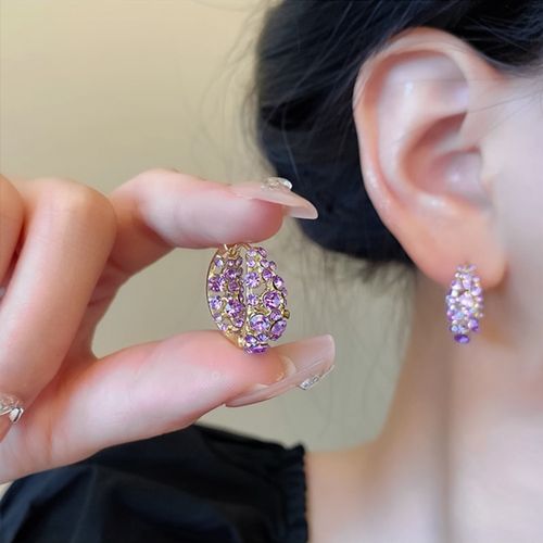 Élan Amethyst Earrings: Crystal Climbing Earrings - Artisan Swirl Design for Celestial Elegance (Demiluxe Violet)