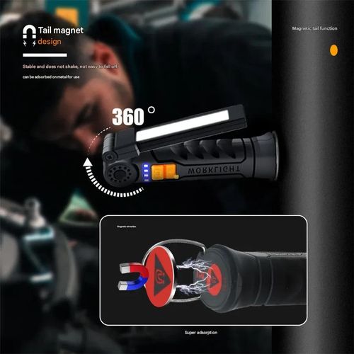 Magnetic Base Work Light -  Rotatable Super Bright LED with Rechargeable Power | Hands-Free Auto Repair Light & Emergency Floodlight