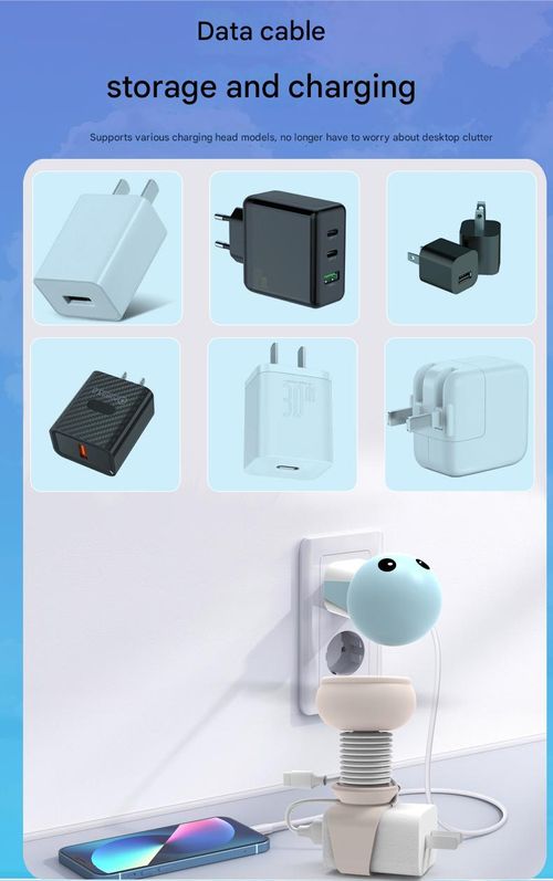 Single-pack blue cartoon-themed data cable storage box, a must-have for home and travel - Creative data cable storage clip, practical solution for anti-entanglement data cable storage