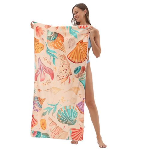 2-in-1 Foldable Beach Towel & Bath Towel - All-in-One Printed Beach Wrap with Storage Pocket | Collapsible, Versatile for Travel & Beach Use
