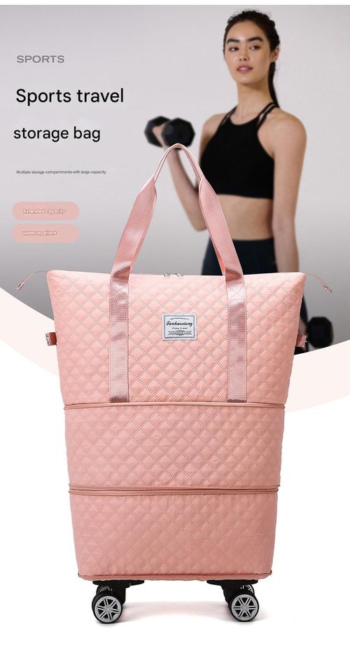 Blush Pink Expandable Luggage Bag - Rolling Wheels + Zip-Grow Tech  Wet Dry Compartments | Travel Gym Ready