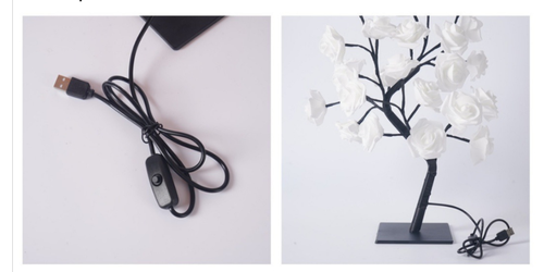 LED Rose Tree Lights - Romantic 24-LED White Rose Lights with USB and Switch | Room-Friendly | Gift | Night Light