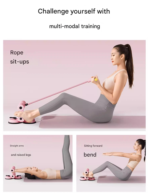 Super Stable Sit-Up Assistant: Suction Cup Base Secures Feet for Ab Workouts (Pink) - Home Gym Essential