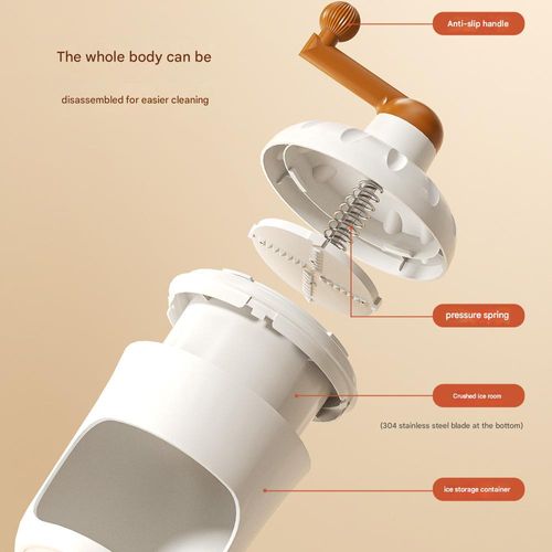 Portable Hand-Crank Ice Shaver - Compact Manual Snow Cone Maker for Home| Stalls | No-Electricity Needed
