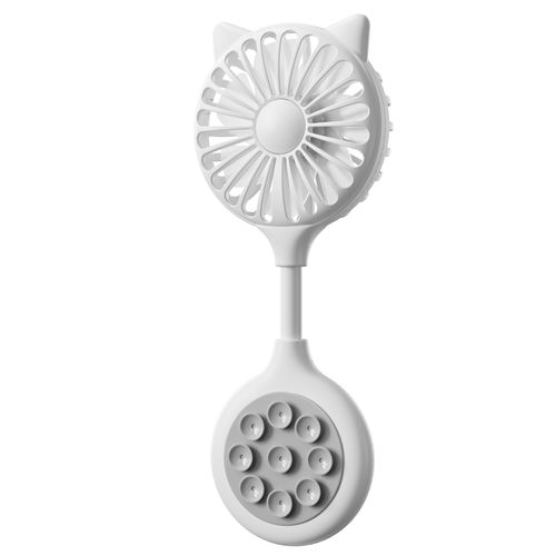 White Suction Cup Mini Fan - Hands-Free USB Desk Fan for Outdoor | Home w | Adjustable Mount
