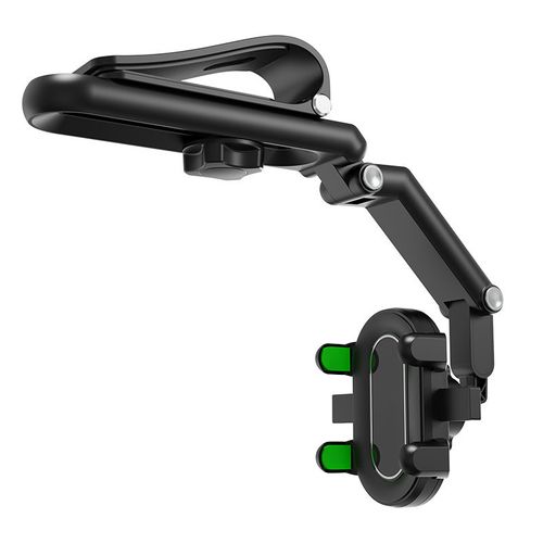 New Black and Green Sun Visor Phone Holder - 360° Fully Adjustable and Rotatable | Multifunctional Car Holder for Navigation, Photography, and General Device Mounting
