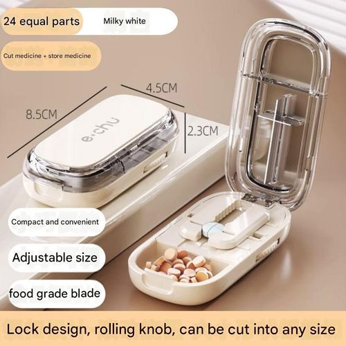 Single-Pack Portable Pill Cutter and Dispenser - Precision pill dispenser for halves and quarters | Compact pill box for easy medication division