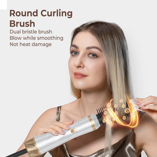 5-in-1 Hot Air Brush Styler - Blow Dry, Straighten, Curl, Comb & Volumize | Multi-Function Hair Tool for Effortless Styling at Home
