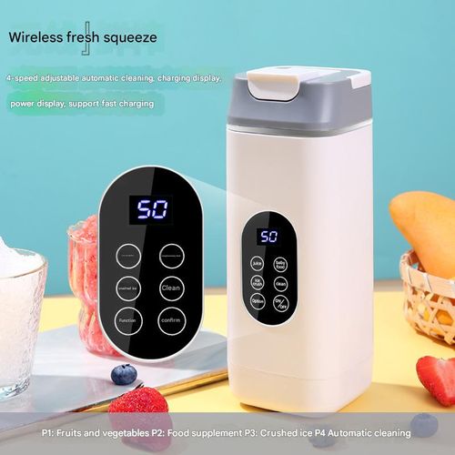 White English Version New Home Juicer - High-Speed Fresh Juicing Cup with USB Charging | 12-Blade Portable Blender for Outdoor & Daily Use