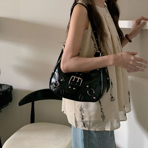 2025 Trendy Crescent Bag - Punk Style with Rivets | Adjustable Strap, Versatile for Commuting & Daily Use | Retro-Chic Shoulder | Crossbody Clutch for Women