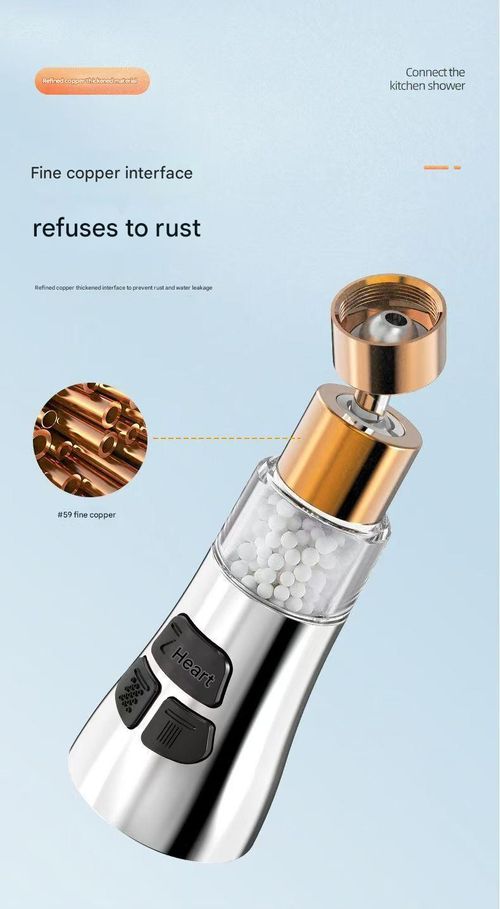 Silver-plated stainless steel granular filter faucet with 360° rotatable multi-function water filter | Kitchen sink splashback and faucet extender | Fits 22mm universal connector for home use