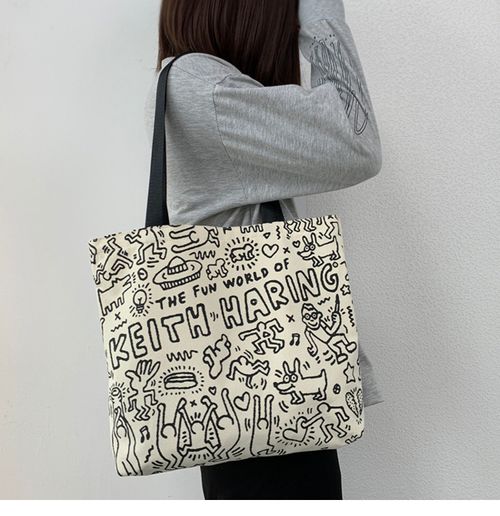 Spacious Korean-Style Canvas Tote - Roomy Shoulder Bag for College Girls | Unique Chic Book Bag w | Large Capacity
