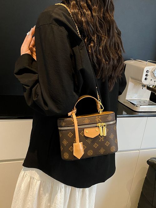 2025 New Brown Women's Handbag - Stylish Retro Box Chain Small Square Bag | High-End Versatile Crossbody & Shoulder Bag with Timeless Charm