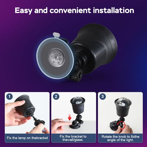 RGB Rotating Crystal Ball Light - Sound Activated & Music Sync for Vibrant Car | Party Atmosphere | USB Powered Dazzling Disco Projector