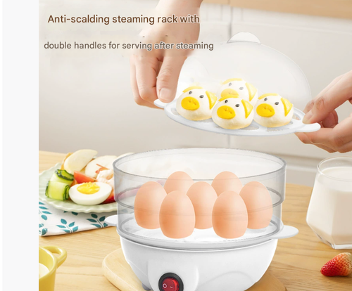 White Multi-Functional Egg Cooker - Mini Automatic Shut-Off Egg Steamer | Household Breakfast Maker for Boiling & Steaming Eggs