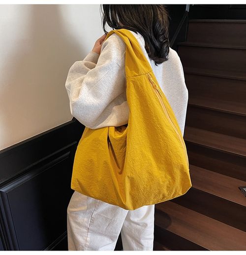 Yellow 2025 New Nylon Tote Bag for Women - Spacious with Multiple Pockets | Oversized Casual Shoulder Bag, Ideal for Shopping, Commuting & Travel