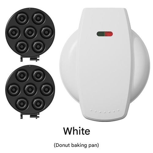 White 7-Hole Donut Maker - Efficient Multi-Functional Mini Breakfast Appliance | For Homemade Donuts, Bread & Pancakes, Quick Morning Baking Tool