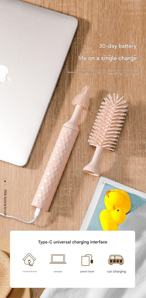 AutoSpin Pro Bottle Brush - Motorized 360° Rotating Head w| FDA Silicone Bristles | Deep-Clean Nipples & Bottles (Blush Pink)
