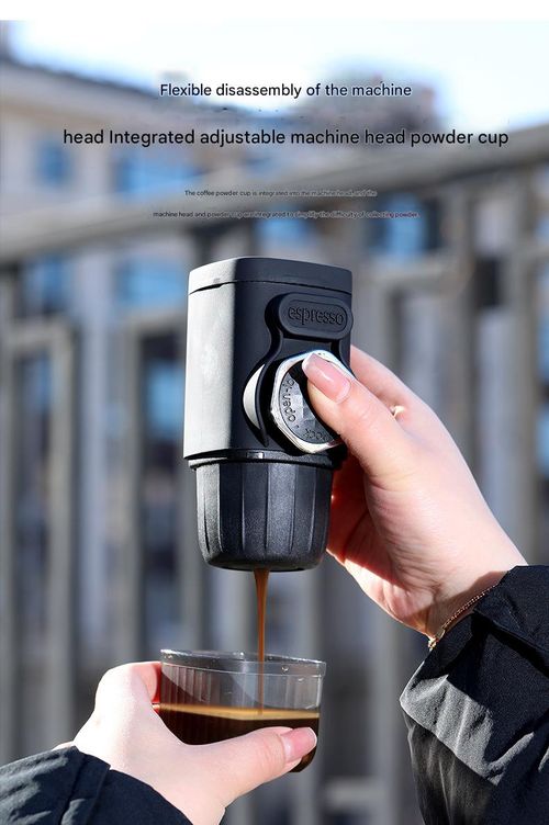 Black Portable Hand Press Espresso Machine - Compact and Portable, Compatible with Capsule Coffee | Manual Coffee Machine for Home, Travel and Outdoors