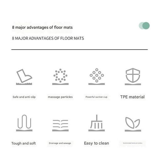 Green Bathroom Anti-Slip Mat - Extra-Thick Shower Safety Mat with Suction Cups | Soothing Massaging Foot Pad with Built-In Brushes for Bathing