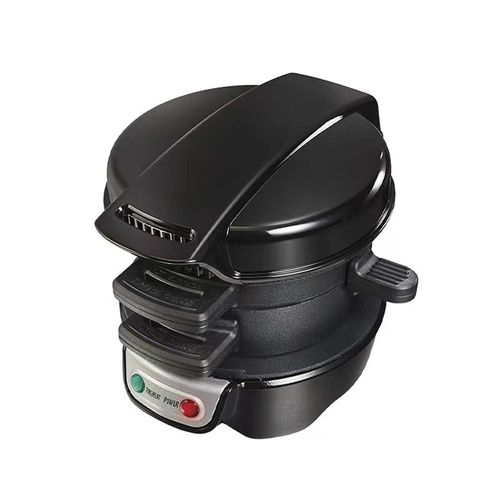 Black Home Sandwich Maker - Efficient 3-in-1 Breakfast Maker for Frying Eggs, Toasting Bread, and Burgers | Compact Electric Griddle for Quick Breakfast | Suitable for Home and Business Use